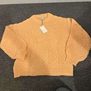 A New Day orange crew neck balloon sleeve sweater Size Small